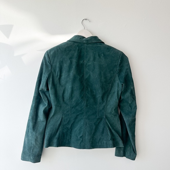 Bernardo - Genuine Leather Suede Jacket - Teal - Fitted - Size 8 - Picture 9 of 11